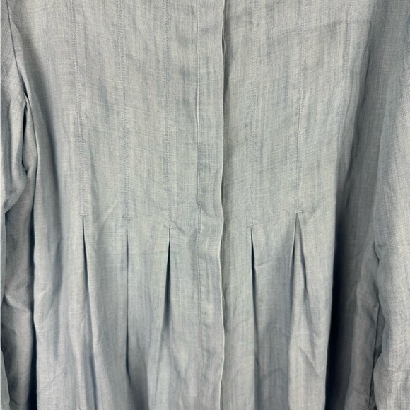 Soft Surroundings Revelle Chambray Button Front Tunic Pleated Top, Size Medium - Picture 5 of 13